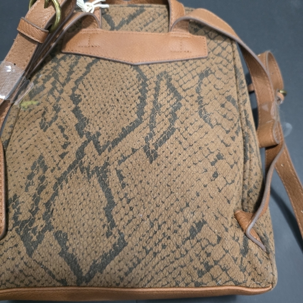 NEW Brown Snakeskin Mini Backpack Purse Animal Print Travel Festival Bag - Picture 4 of 6